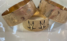 🌟 24mm or 32mm Engraved PATTERN🌟RAW EDGE GOLD FILLED BRACELET ONLY- Includes 10 letters 1st letter capital FINAL SALE (Read whole listing carefully)