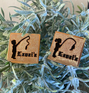 Gold Filled ENGRAVED SQUARE PENDANT/SAND BACKGROUND Hawaiian Font (1 letter or Picture)