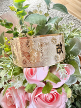 🌟 24mm or 32mm Engraved PATTERN🌟RAW EDGE GOLD FILLED BRACELET ONLY- Includes 10 letters 1st letter capital FINAL SALE (Read whole listing carefully)