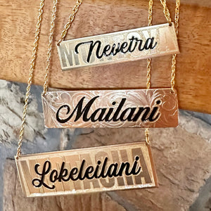 Engraved Gold Filled Name Plate ATTACHED TO CHAIN (10 letters)