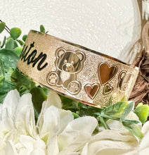 🌟 24mm or 32mm Engraved PATTERN🌟RAW EDGE GOLD FILLED BRACELET ONLY- Includes 10 letters 1st letter capital FINAL SALE (Read whole listing carefully)