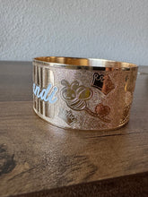 🌟 24mm or 32mm Engraved PATTERN🌟RAW EDGE GOLD FILLED BRACELET ONLY- Includes 10 letters 1st letter capital FINAL SALE (Read whole listing carefully)