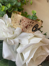 🌟 24mm or 32mm Engraved PATTERN🌟RAW EDGE GOLD FILLED BRACELET ONLY- Includes 10 letters 1st letter capital FINAL SALE (Read whole listing carefully)