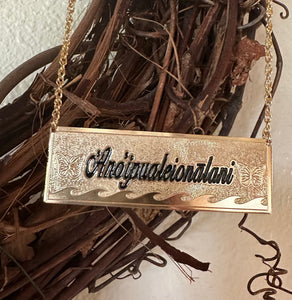 Engraved Gold Filled Name Plate ATTACHED TO CHAIN (10 letters)