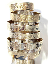 🌟NEW Engraved PATTERN🌟12mm, 15mm, or 20mm RAW GOLD FILLED BRACELET ONLY- Includes 10 letters 1st letter capital FINAL SALE (Read whole listing carefully)