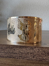 🌟 24mm or 32mm Engraved PATTERN🌟RAW EDGE GOLD FILLED BRACELET ONLY- Includes 10 letters 1st letter capital FINAL SALE (Read whole listing carefully)