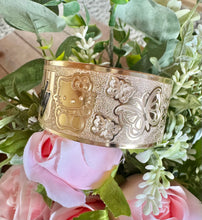 🌟 24mm or 32mm Engraved PATTERN🌟RAW EDGE GOLD FILLED BRACELET ONLY- Includes 10 letters 1st letter capital FINAL SALE (Read whole listing carefully)