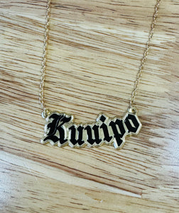 Engraved Name CUTOUT Gold Filled ATTACHED TO CHAIN (10 letters)