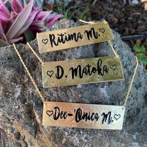CLEARANCE SALE!! 24mm Hawaiian Scroll and Flower Patterned Gold Filled Name Plate (10 letters)