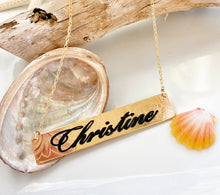 10mm Hawaiian Scroll and Flower Gold Filled Name Plate (10 letters)