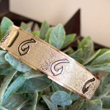 12 or 15mm Engraved/Enameled PATTERN  RAW GOLD FILLED BRACELET ONLY- Includes 10 letters 1st letter capital FINAL SALE (Read whole listing carefully)
