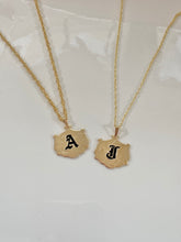 PATTERNED Adult or Keiki HAWAIIAN COAT OF ARMS INITAL-CUT OUT *MEDIUM-1 INCH* Gold Filled Necklace (7letters only) 1st Letter Capital