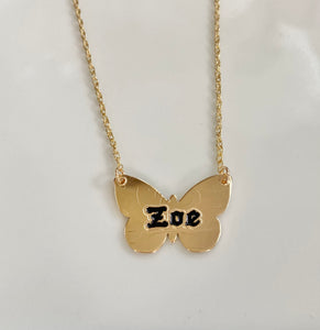 🌟NEW for Adult or Keiki🌟Heart💕or Butterfly🦋 Gold Filled Necklace (7letters only) 1st Letter Capital