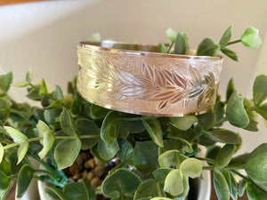 🌟Engraved PATTERN🌟24mm RAW EDGE GOLD FILLED BRACELET ONLY- Includes 10 letters 1st letter capital FINAL SALE (Read whole listing carefully)