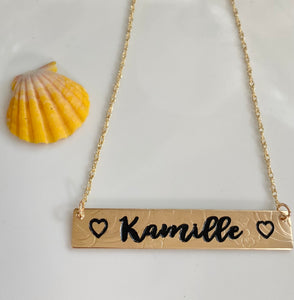 10mm Hawaiian Scroll and Flower Gold Filled Name Plate (10 letters)