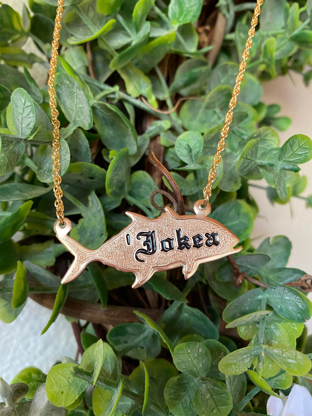 Adult or Keiki 'ULUA Name-CUT OUT *2 Inches Long* Gold Filled Necklace (7letters only) 1st Letter Capital