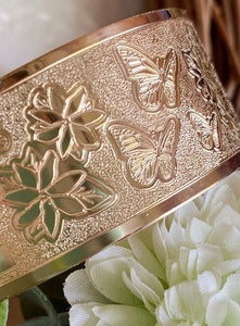 🌟Engraved PATTERN🌟24mm RAW EDGE GOLD FILLED BRACELET ONLY- Includes 10 letters 1st letter capital FINAL SALE (Read whole listing carefully)