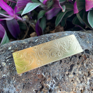 CLEARANCE SALE!! 24mm Hawaiian Scroll and Flower Patterned Gold Filled Name Plate (10 letters)
