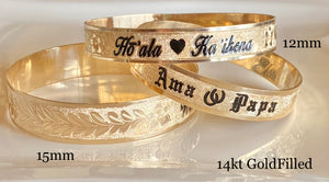 🌟NEW Engraved PATTERN🌟12mm, 15mm, or 20mm RAW GOLD FILLED BRACELET ONLY- Includes 10 letters 1st letter capital FINAL SALE (Read whole listing carefully)