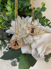 PATTERNED Adult or Keiki HAWAIIAN COAT OF ARMS INITAL-CUT OUT *MEDIUM-1 INCH* Gold Filled Necklace (7letters only) 1st Letter Capital