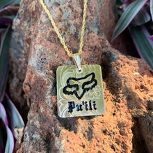 27mm Gold Filled FOX HEAD PENDANT Hawaiian Font (8 letters)