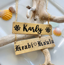 20mm Hawaiian Scroll and Flower/ Leapord Print Gold Filled Name Plate (10 letters)
